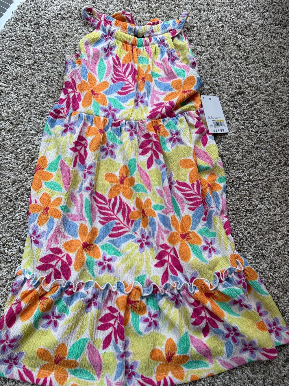 NWT Jumping Beans Girls Floral Halter Dress in Yellow, Pink & Orange size 8